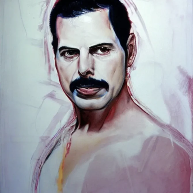 Freddie Mercury in the style of Jenny Saville     12